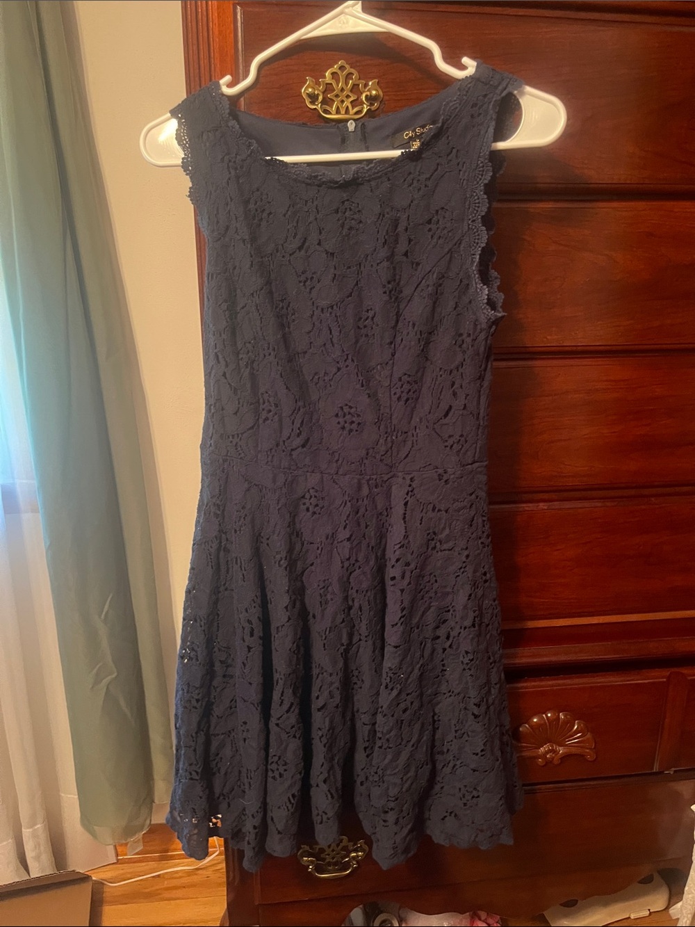 City Studio Navy Lace A-Line Mini Dress